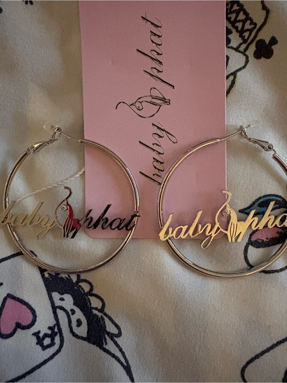 Baby Phat Gold Script Logo Hoop Earrings